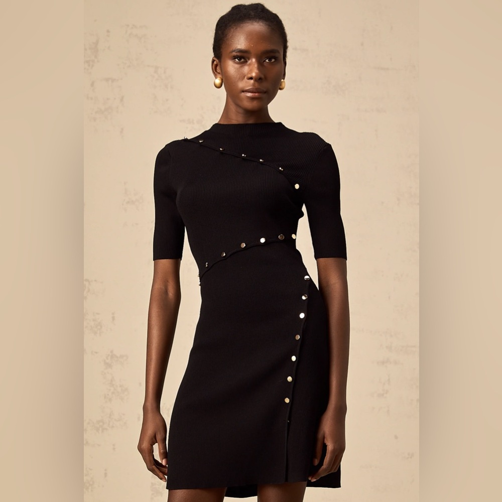 Maje rellier gold button dress